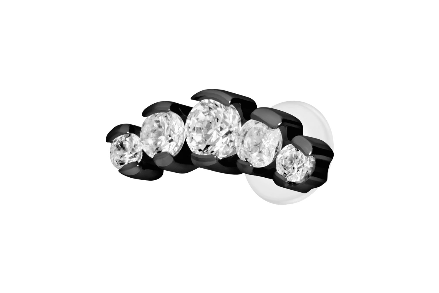 PTFE Labret Piercing mit Innengewinde + Titan-Aufsatz 5 EINGEFASSTE KRISTALLE